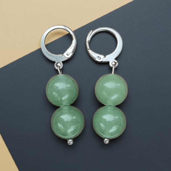 Handmade Natural Green Aventurine Earrings &ndash; Healing Crystal Gemstone Dangle Earrings &ndash; Stainless Steel Hooks, Natural Crystal, Great Gift Idea with Gift Wrap & Custom Message